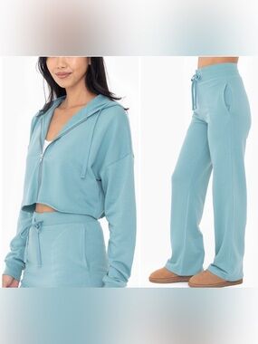 Lt. Teal Blue Cozy Hoodie & Sweatpants Set